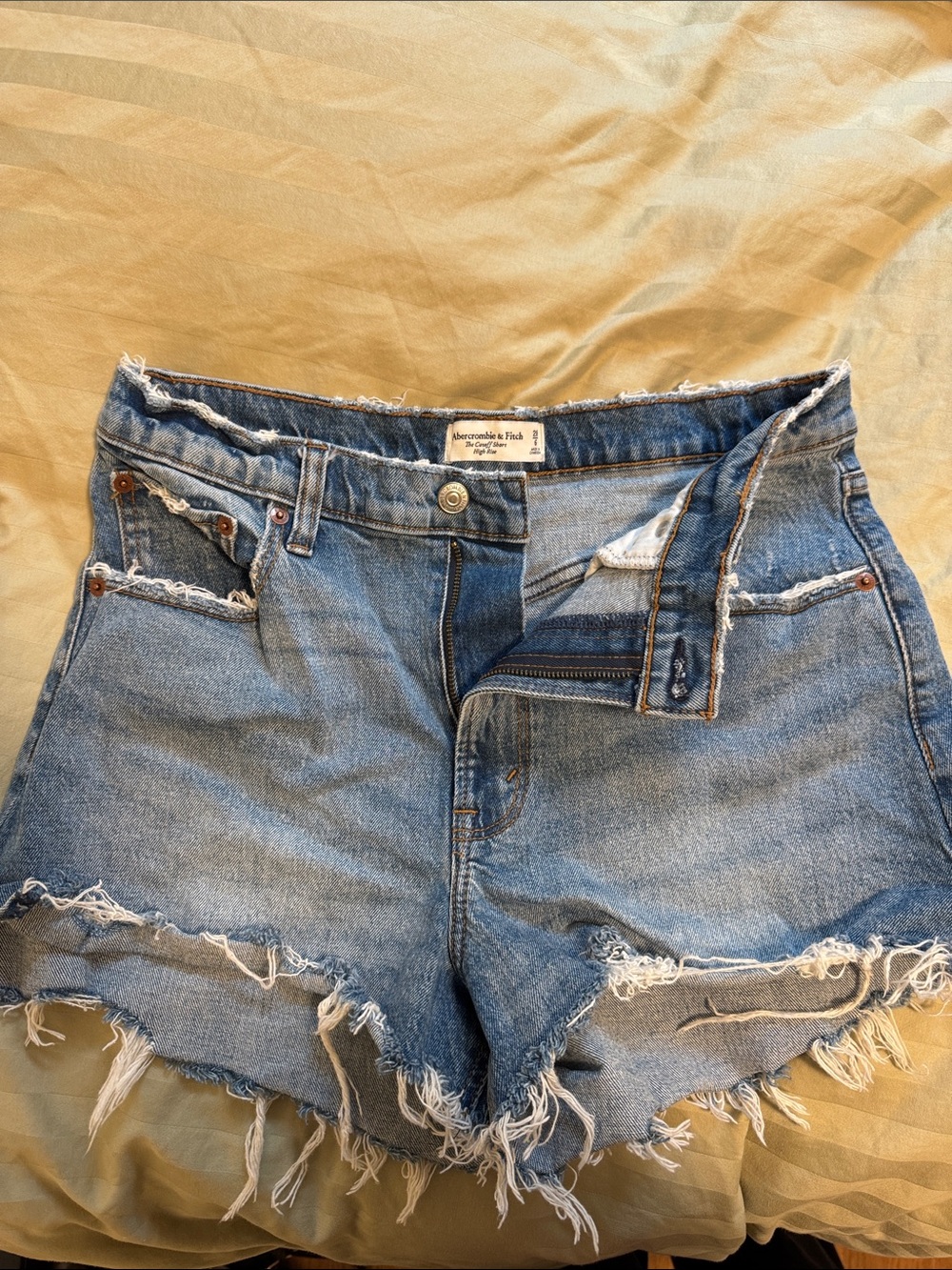 Abercrombie & Fitch Distressed Light Blue Denim Cutoff Shorts